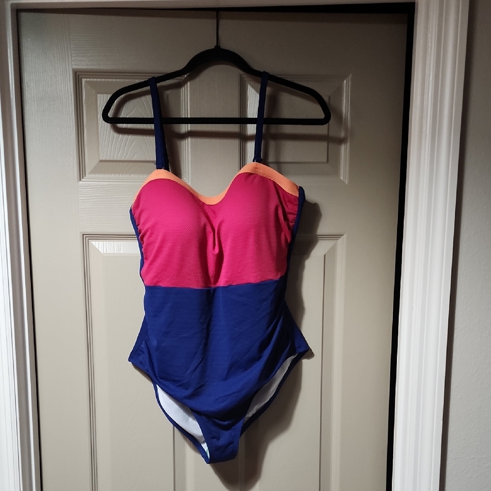 Pink and Blue One-Piece Swimsuit